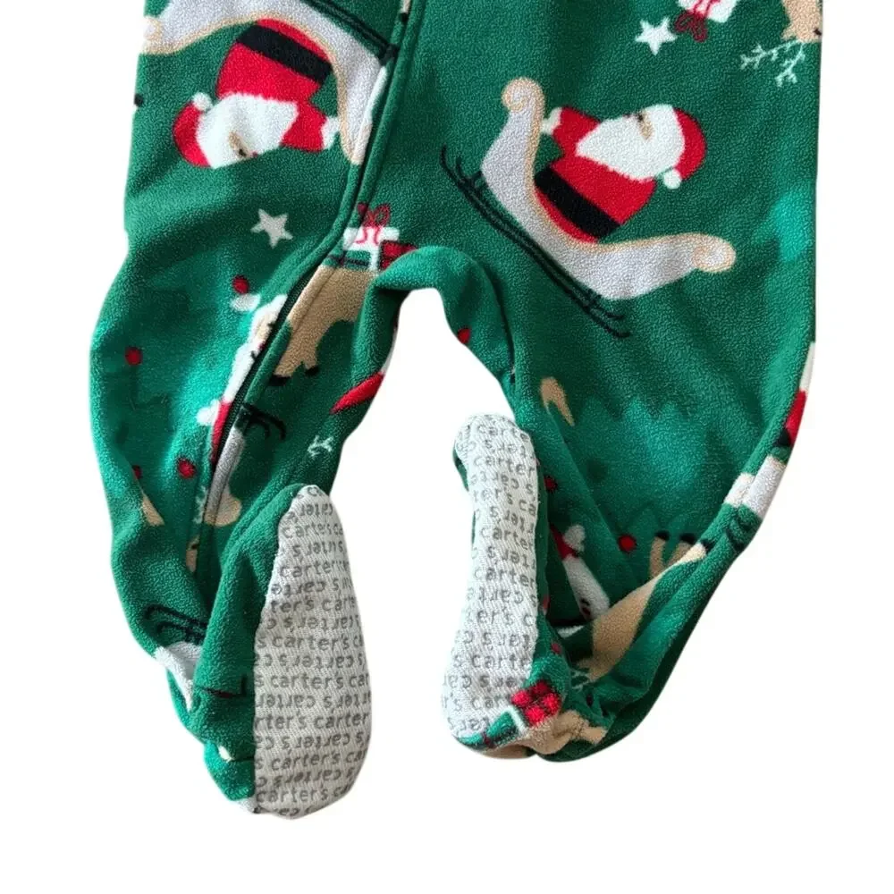 Carter's Kids Pajama Set - Buffalo Plaid Santa Footed Fleece 18M